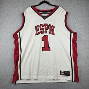 Vintage 1979 ESPN Basketball Jersey #1 Men's 2XL White/Red‎ Official Equipment